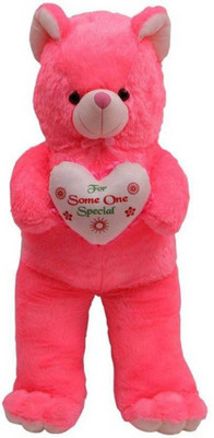 Samayra Toys Pink Teddy Bear with Cute Heart for some one speical 3.5 Feet - 105 cm(Pink)
