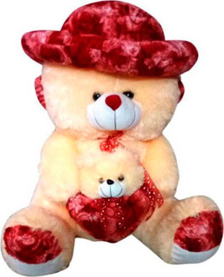 

ATTRACTIVE 3 FEET CREAM SOFT SITTING CAP & MOTHER BEAR TEDDY BEAR - 85 cm(Cream)