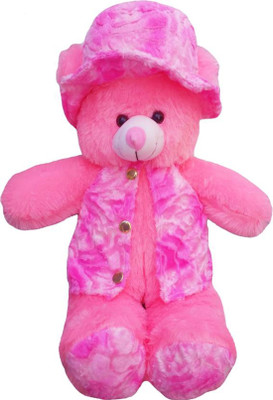 

Fun & Joy Cute Smiley & Silky Teddy Bear With Pink Jacket & hat - 70 cm(Pink)