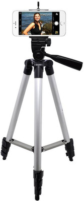 

The Gimmick World Lightweight Tripod with Adjustable-height legs Free Phone Holder with Bag Tripod(Silver, Black, Supports Up to 0.50 g)