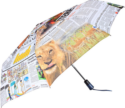 

Johns 585mm 3 fold FRP Unisex News Paper Print Umbrella(Multicolor)