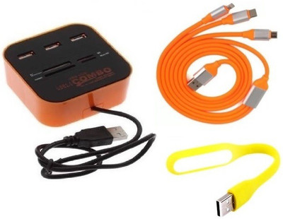

durReey Set of Multi connectivity USB Hub, 3 IN 1 lightning 8 Pin + ANDROID+ CType with Mini Flexible USB LED Light Lamp for Laptop Computer Keyboard Reading Notebook 3C66Y USB Hub, USB Cable, Led Light(Orange, Yellow)
