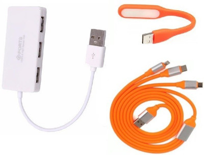

durReey Set of Multi connectivity USB Hub, 3 IN 1 lightning 8 Pin + ANDROID+ CType with Mini Flexible USB LED Light Lamp for Laptop Computer Keyboard Reading Notebook 3C16Y USB Hub, USB Cable, Led Light(Orange, White)