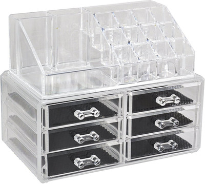 

BESDEALS.IN Best Deals - Amazing Clear Acrylic Cosmetic Jewelry Makeup Organizer 6 Drawers Box Case Stand Storage Vanity Box(Clear)