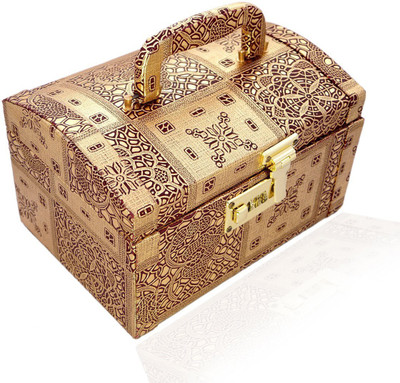 

Haryana Craft New Desing Golden Color Bangles Box / Vanity Box /Makeup box With Lock System /Size :24 *15*18 Cm makeup kit, Bangles Box Vanity Box(Golden)
