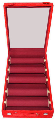 

Sarohi 5 Roll Rod Wodden Velvet Bangles Box With Clear Plastic Box Vanity Box(Maroon)