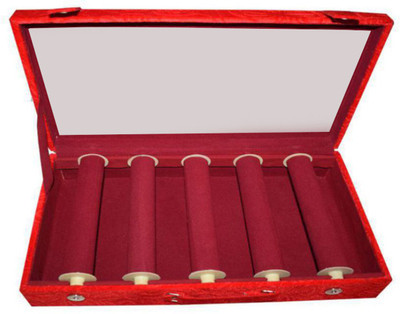 Sarohi 6 Roll Rod Wodden Velvet Bangles Box With Clear Plastic Box Vanity Box(Maroon)