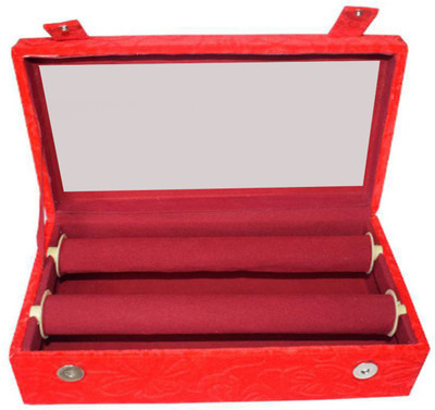 

Sarohi 2 Roll Rod Wodden Velvet Bangles Box With Clear Plastic Box Vanity Box(Maroon)