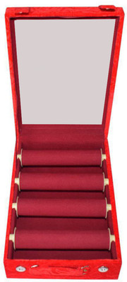 

Afrose 4 Roll Rod Wodden Velvet Bangles Box With Clear Plastic Box Vanity Box(Maroon)