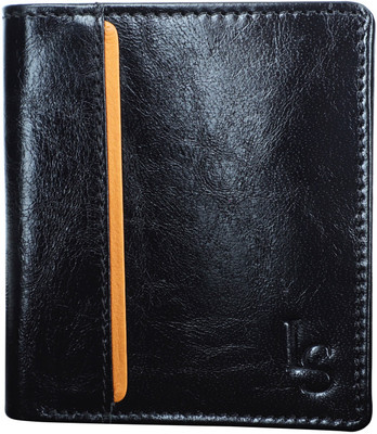 

LOUIS STITCH Men Black Genuine Leather Wallet(8 Card Slots), Jet black
