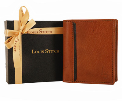 

LOUIS STITCH Men Brown Genuine Leather Wallet(8 Card Slots), Elegant brown