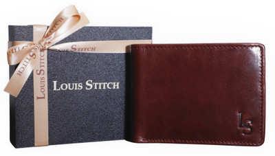 

LOUIS STITCH Men Brown Genuine Leather Wallet(8 Card Slots), Rich maroonized brown