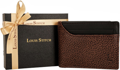 

LOUIS STITCH Men Brown Genuine Leather Wallet(8 Card Slots)