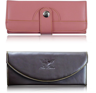

sn louis Women Trendy Brown, Pink Artificial Leather Wallet(10 Card Slots), Pink & brown