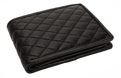 

LOUIS STITCH Men Black Genuine Leather Wallet(8 Card Slots), Quilted black