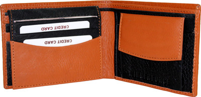 

Winner Force Men Tan, Black Genuine Leather Wallet(8 Card Slots), Black;tan