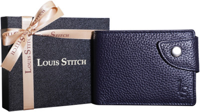

LOUIS STITCH Men Blue Genuine Leather Wallet(8 Card Slots), Rich blue
