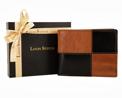 

LOUIS STITCH Men Brown Genuine Leather Wallet(8 Card Slots), Dual tone brown and black