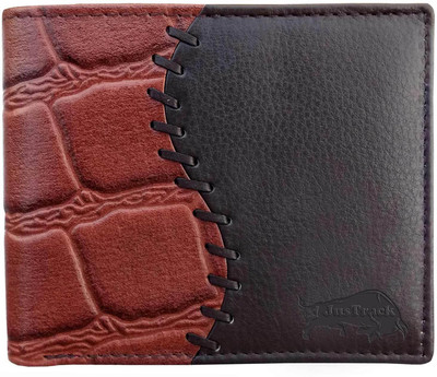 

JusTrack Men Brown Genuine Leather Wallet(6 Card Slots), Dark brown