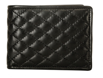 

LOUIS STITCH Men Black Genuine Leather Wallet(8 Card Slots), Quilted black
