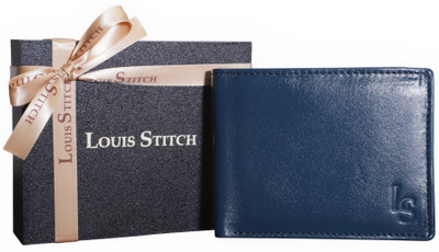 

LOUIS STITCH Men Blue Genuine Leather Wallet(8 Card Slots)