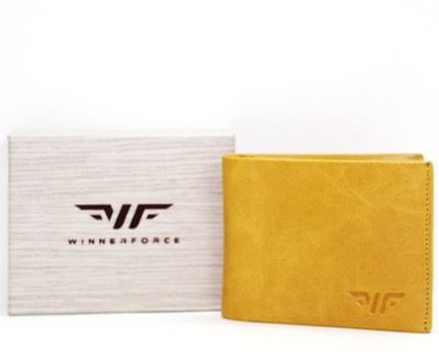 Winner Force Men Yellow, White Genuine Leather Wallet(1 Card Slot)