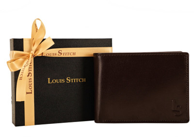 

LOUIS STITCH Men Brown Genuine Leather Wallet(8 Card Slots), Dark chocolate
