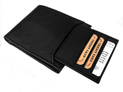 

SHAR Men Tan Artificial Leather Wallet(7 Card Slots), Black