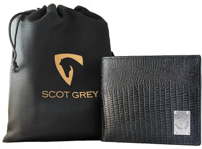 

Royal Scot Grey Men Black Genuine Leather Wallet(4 Card Slots)