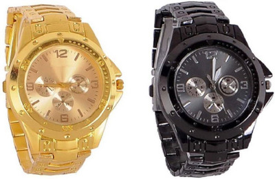 

perfectretail new stylish FULL GOLD AND BLACK COMBO ROSRA WATCH Watch - For Men