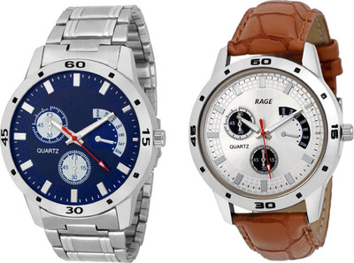 

Rage Enterprise New Designer Brown Leather and Stainless Steel Belt Chronograph pattern Dial Men Watch - For Boys