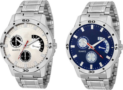 

Rage Enterprise New Designer Stainless Steel Belt White & Blue Chronograph pattern Dial Men Watch - For Boys