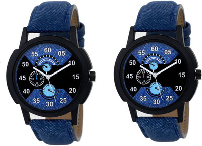 

FabSale Best Designer MultiColor Synthetic Leather Strap Stylish Round Dial Latest Analog Wrist Watch(Pack Of 2) Watch - For Men