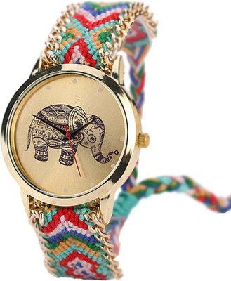 

Rage Enterprise New Stylish Multi-Color Fabric Belt Elephant Printed Dial Girls Watch - For Men & Women