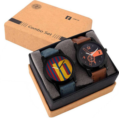 

FabSale Attractive Stylish Leather Strap Combo Watch - For Men & Women