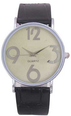 

Rage Enterprise New Fancy Black Designer Dial and Leather Strap Stylish Men & Women Watch - For Boys & Girls