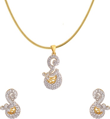 mahi Alloy Gold-plated White Jewellery Set(Pack of 1)