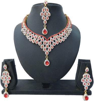 

Shree Bhawani Art Jewellery Alloy Jewel Set(Red)