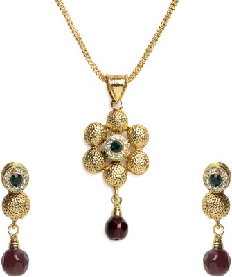 Shining Diva Alloy Maroon, Green, Gold Jewellery Set(Pack of 1)