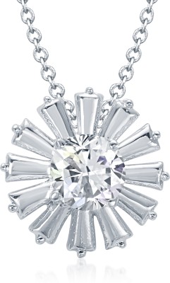 

VK Jewels Twevle Petal Rhodium Plated Solitaire Rhodium Alloy Pendant