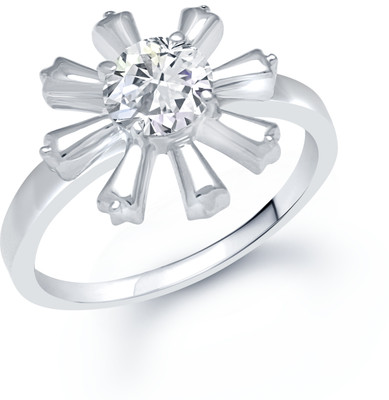 VK Jewels Eight Petal Rhodium plated solitare Shaped for Women and Girls Alloy Cubic Zirconia Rhodium Plated Ring VK Jewels Eight Petal Rhodium plated solitare Shaped for Women and Girls Alloy Cubic Zirconia Rhodium Plated Ring