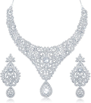 Sukkhi Zinc Jewel Set(White, Gold)