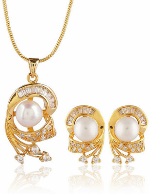 

Nisa Pearls & Jewellery Alloy Jewel Set(White)