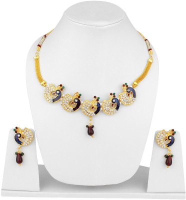 JEWELS GURU Alloy Gold-plated Blue, Gold, White, Multicolor Jewellery Set(Pack of 1)