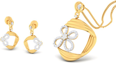 

Jisha Yellow Gold 18kt Diamond Earring & Pendant Set