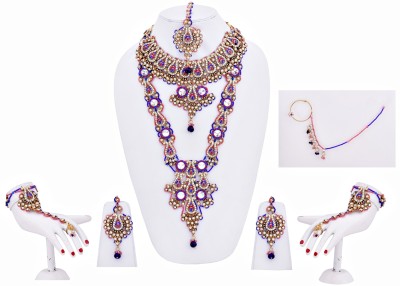 Lucky Jewellery Alloy Gold-plated Pink, Blue Jewellery Set(Pack of 1)