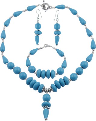 Pearlz Ocean Alloy Turquoise Jewellery Set(Pack of 1)
