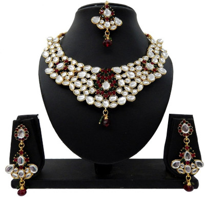 

Shree Bhawani Art Jewellery Alloy Jewel Set(Maroon, White)