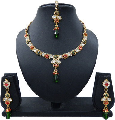 

Shree Bhawani Art Jewellery Alloy Jewel Set(Red, Green)