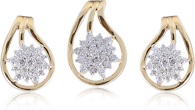 

Jisha Yellow Gold 18kt Diamond Earring & Pendant Set